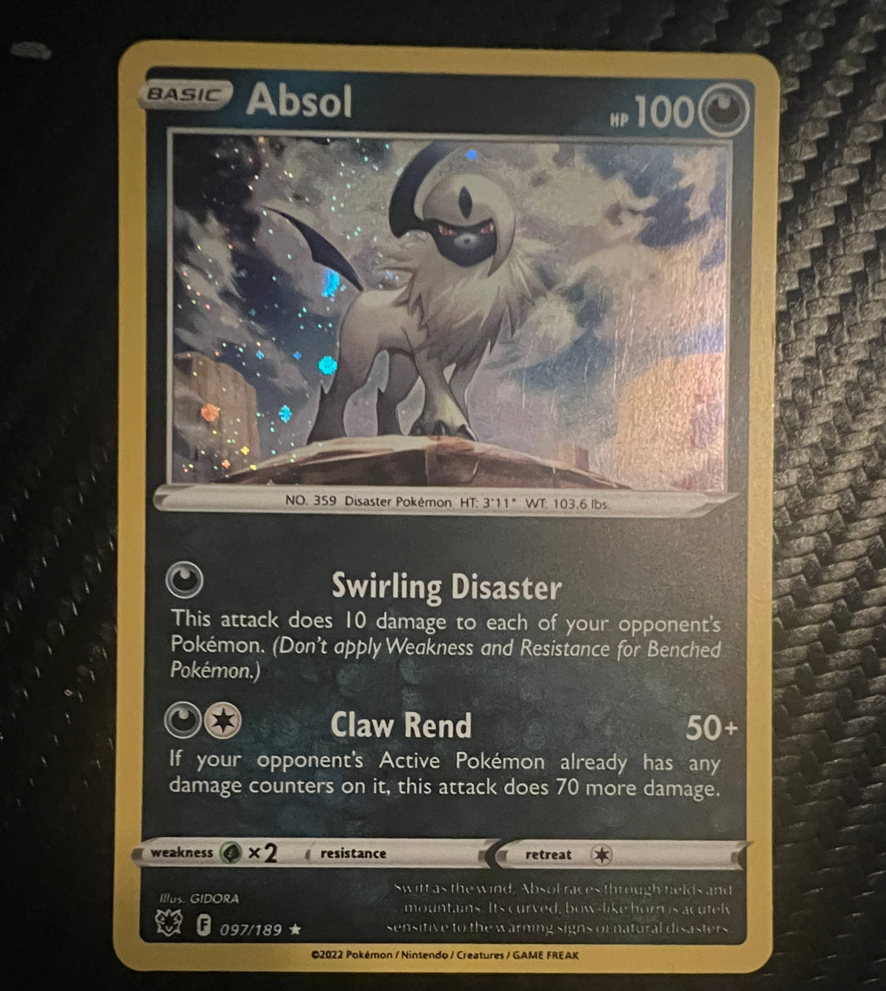 Pokémon TCG Absol 097/189 Astral Radiance Holo Card