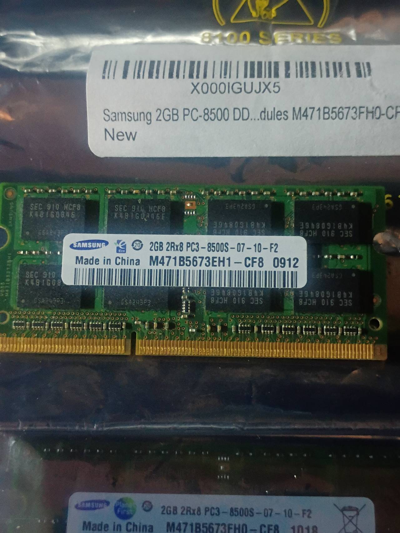 (2) Samsung 2GB DDR3 PC3-8500S Laptop RAM SO-DIMM