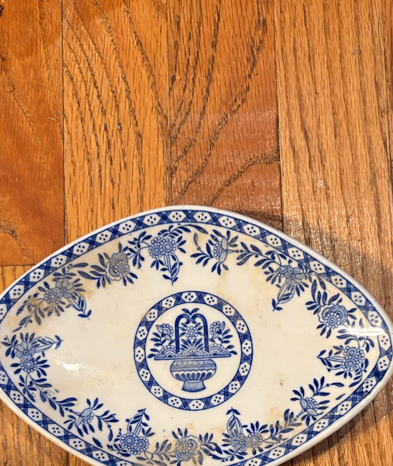 Vintage Blue and White Floral Basket Ceramic Dish Jackson China Cook's