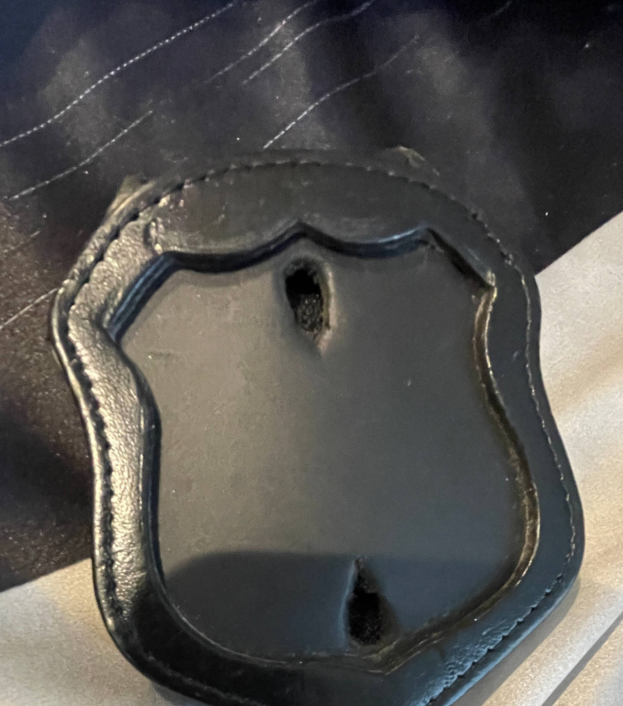 Leather Shield Badge Holder with Belt Clip
