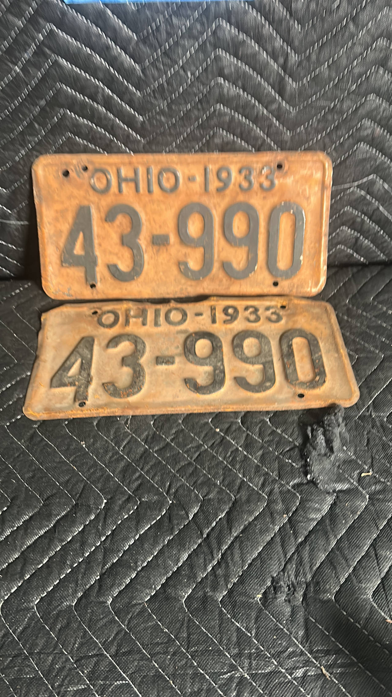 1933 Ohio License Plate Pair