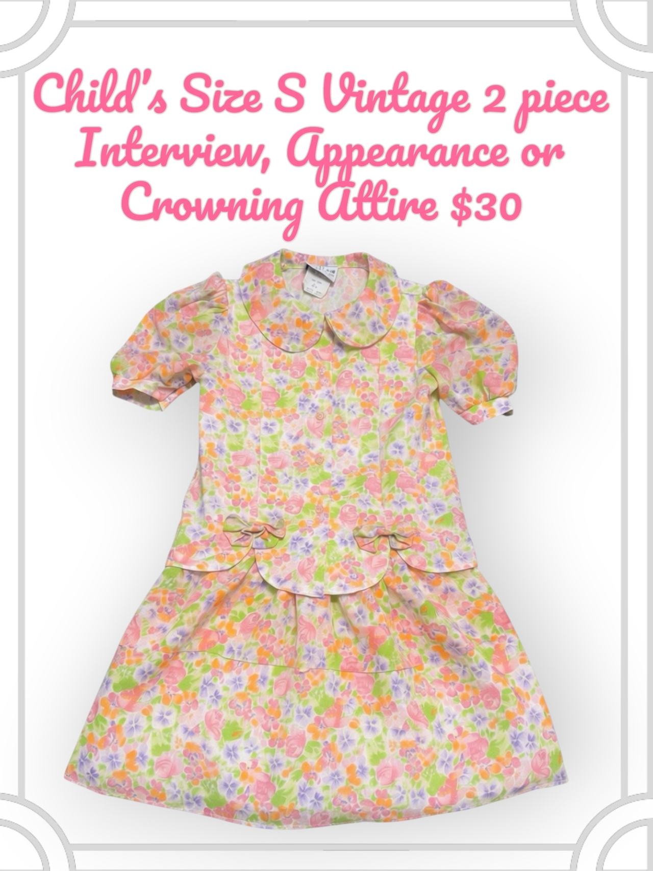 Child's Vintage 2-Piece Floral Pageant Outfit