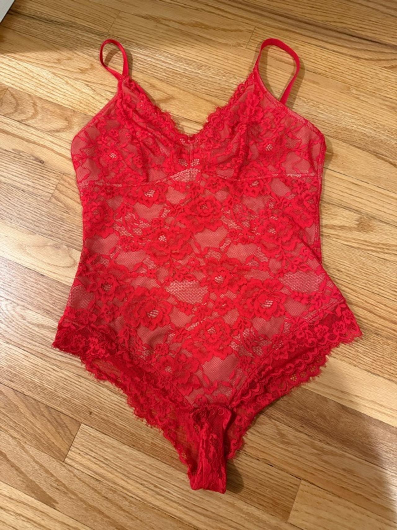Popilush Shapewear Firm Control Smoothing Full Lace 
Red Lace Bodysuit