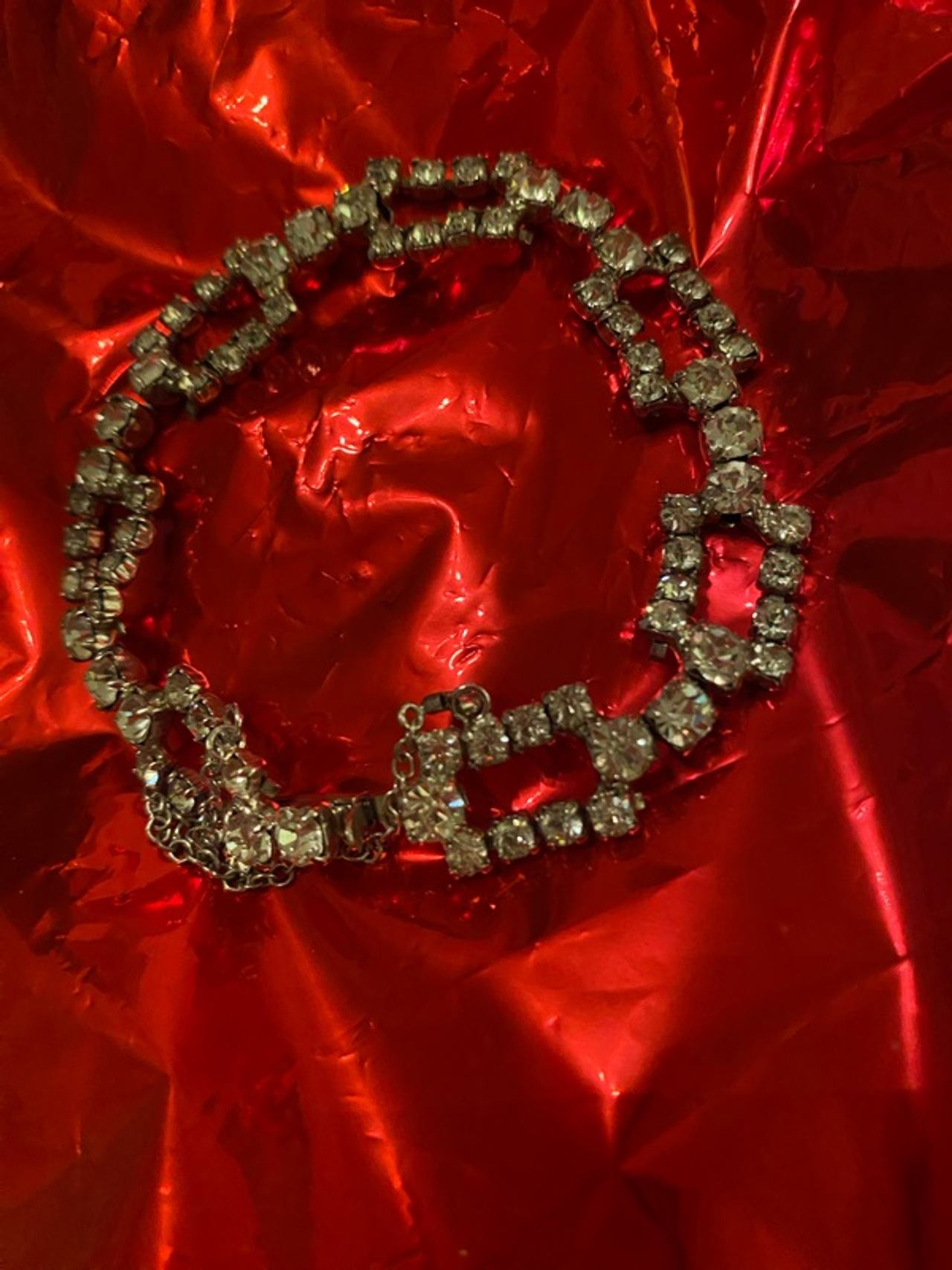 Vintage rhinestone silver bracelet