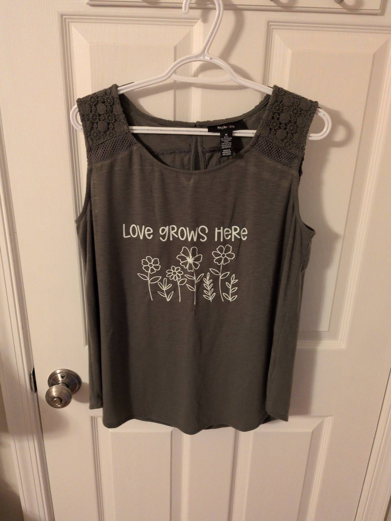 Style & Co. Love Grows Here Lace-Trim Tank Top