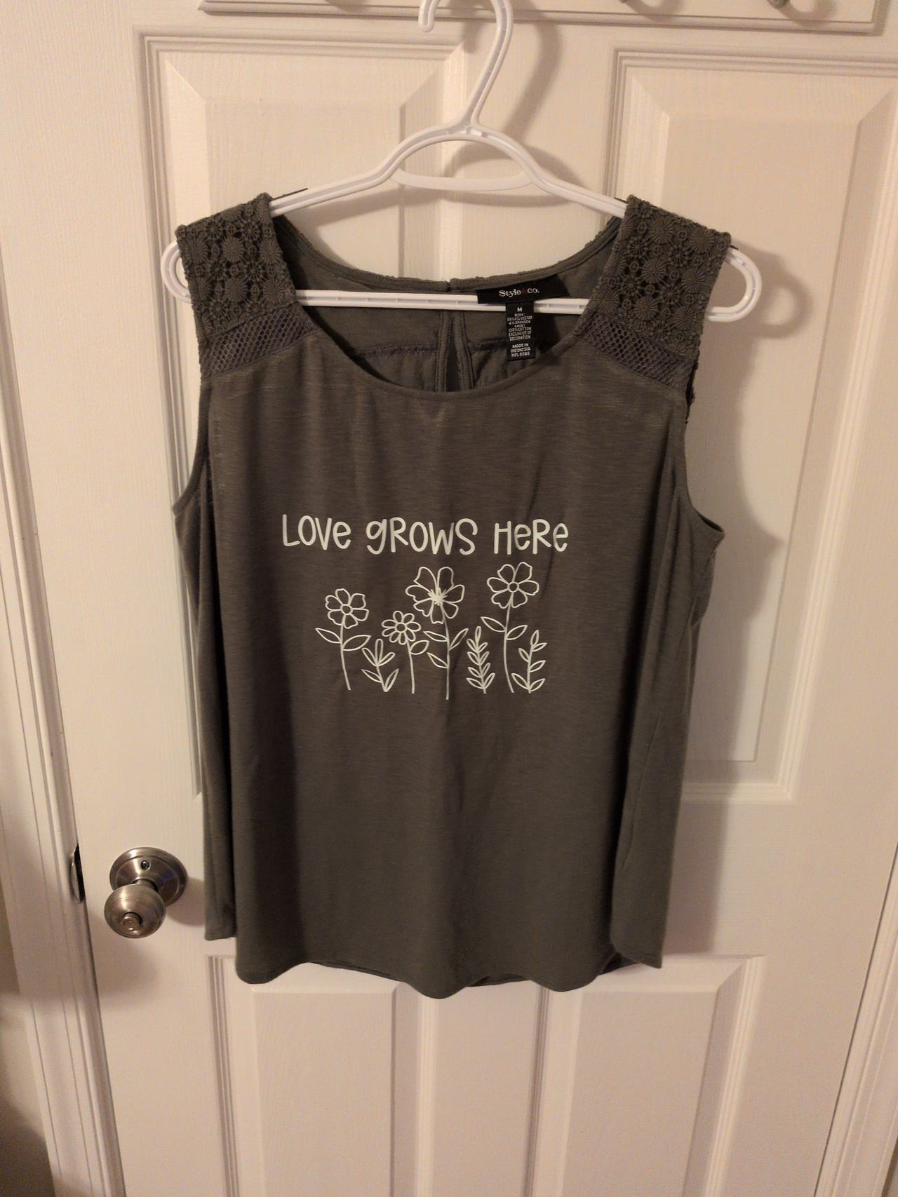 Style & Co. Love Grows Here Lace-Trim Tank Top