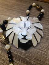 Mother of Pearl Lion Head Beaded Necklace - Image 3
