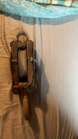 Vintage Block and Tackle Pulley Wood and Iron - Image 5