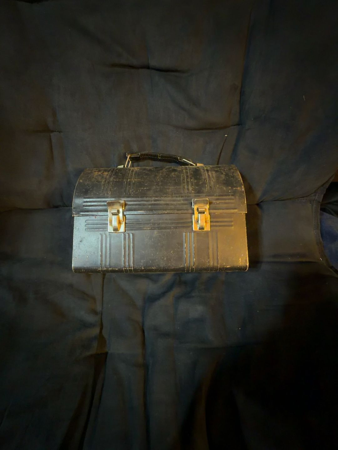 Aladdin Industries Black Metal Dome Lunch Box