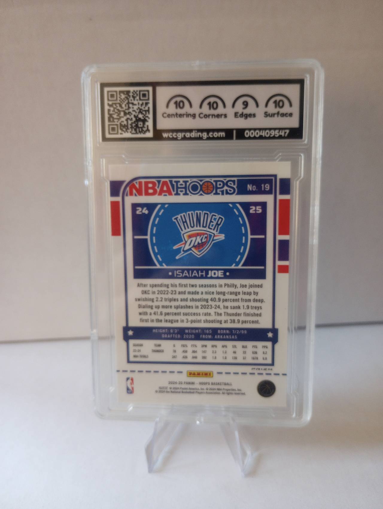 2024-25 Panini NBA Hoops Isaiah Joe Green Prizm #19 WCC 10