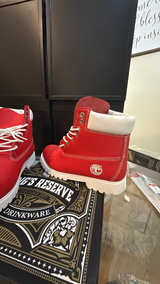 Timberland 6-Inch Premium Waterproof Boot Red with White Sole - Image 2