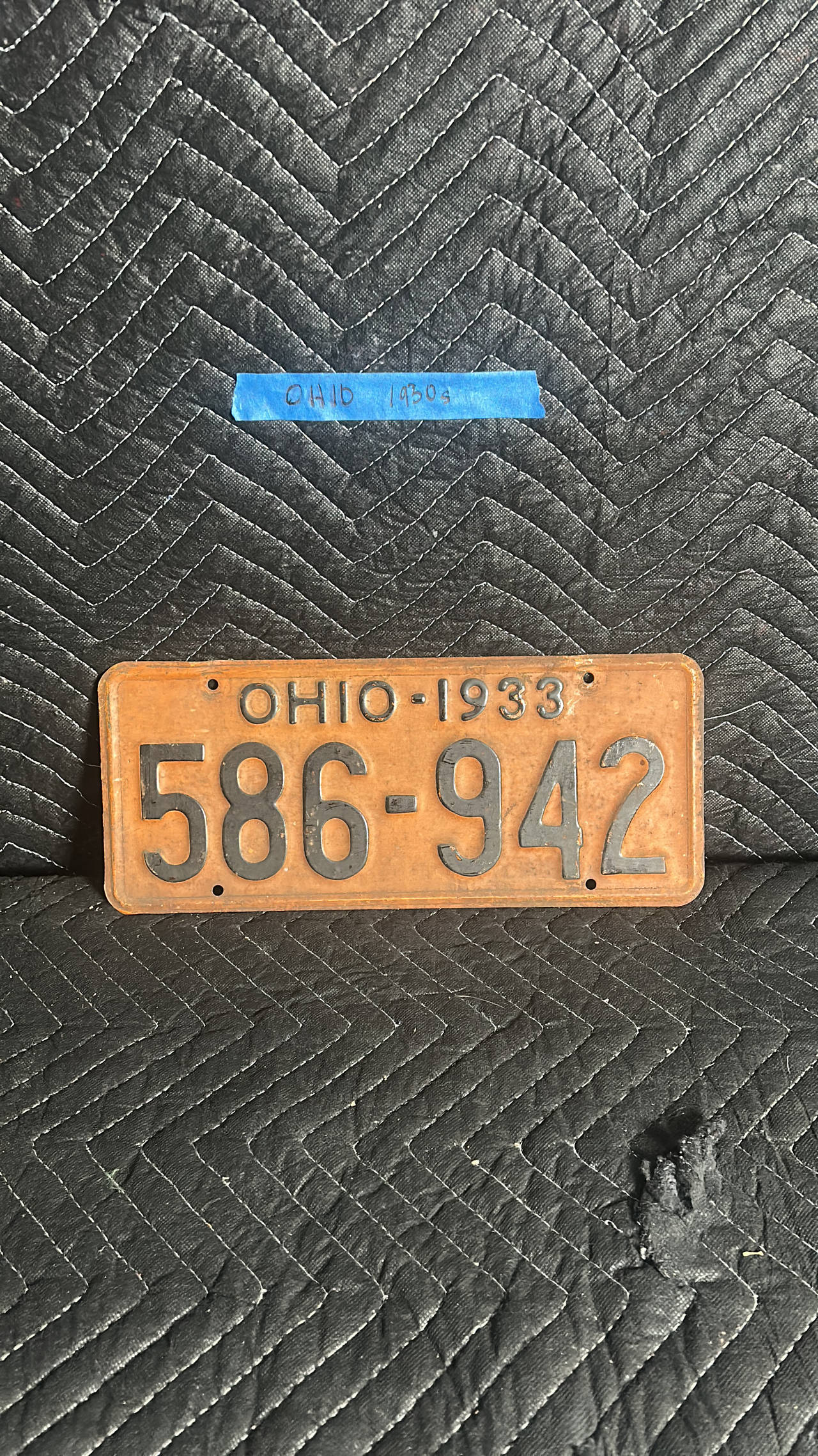 1933 Ohio License Plate