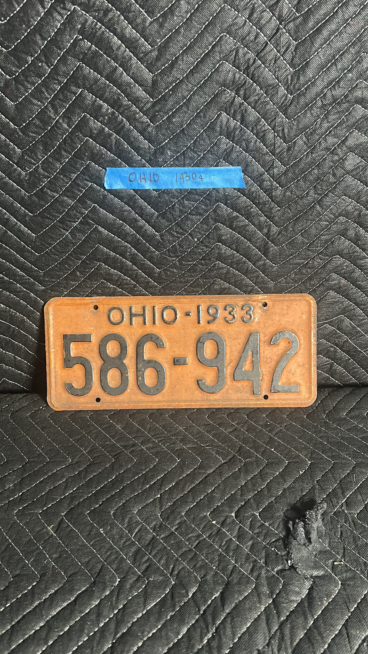 1933 Ohio License Plate