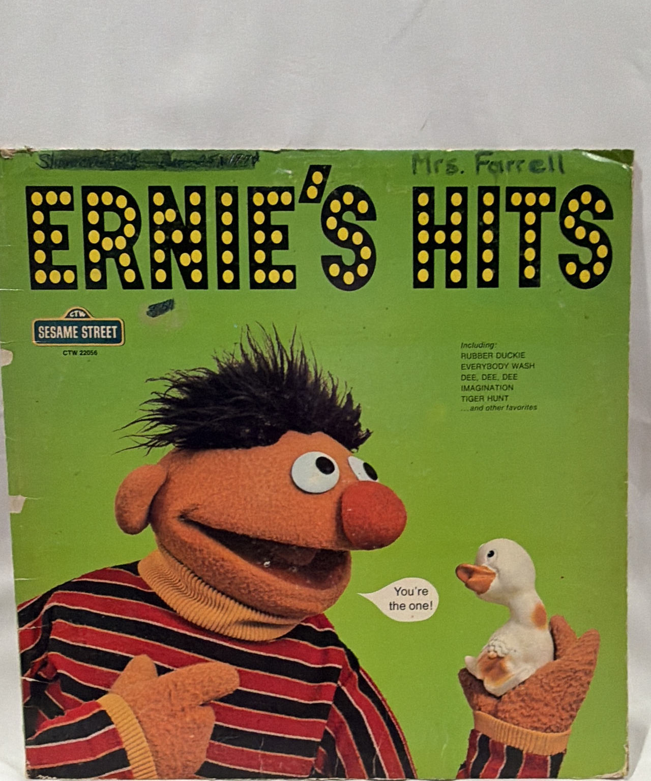 Ernie's Hits Sesame Street Vinyl Record Rubber Duckie you’re the one Dee Dee Dee