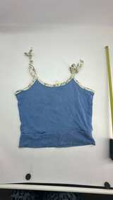 Blue Floral Trim Halter Crop Top - Image 4