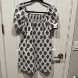 Jcrew Puff Sleeve Smocked Dress XXS white with blue floral print - Image 1