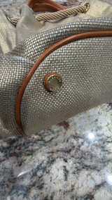 Michael Kors Large Gold Canvas Drawstring Tote - Image 4