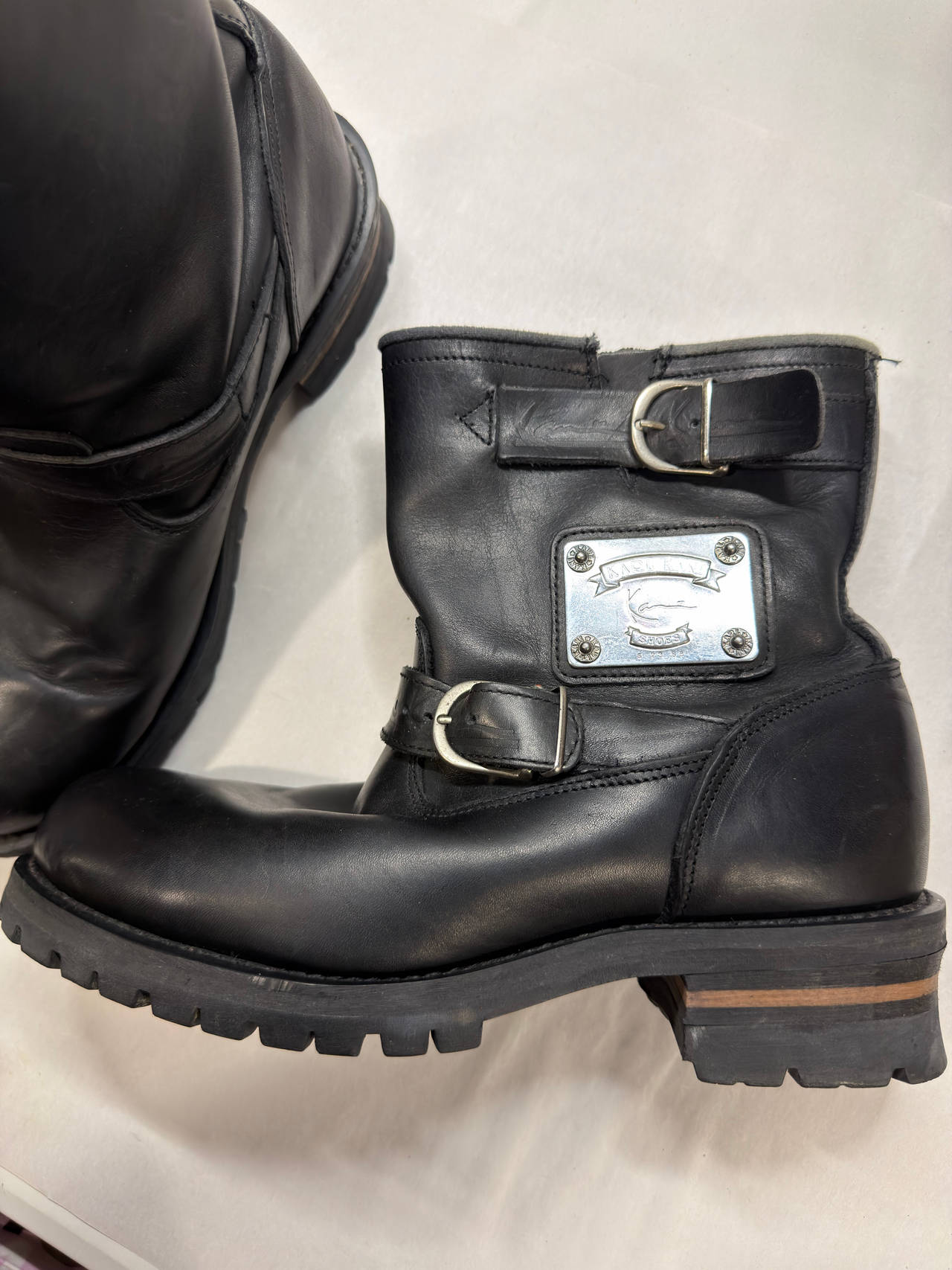 Karl Kani Men’s Black Leather Engineer Boots – Size US 11 (EU 45)