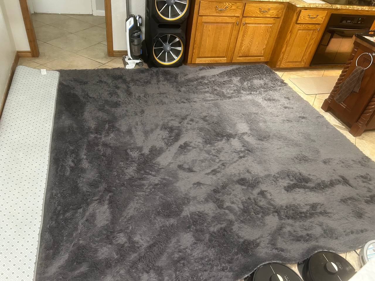 Dark Grey Faux Fur Shag Area Rug