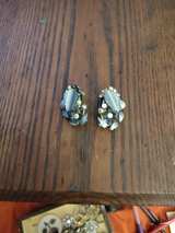 Vintage Grey Cat's Eye Floral Clip-On Earrings - Image 2