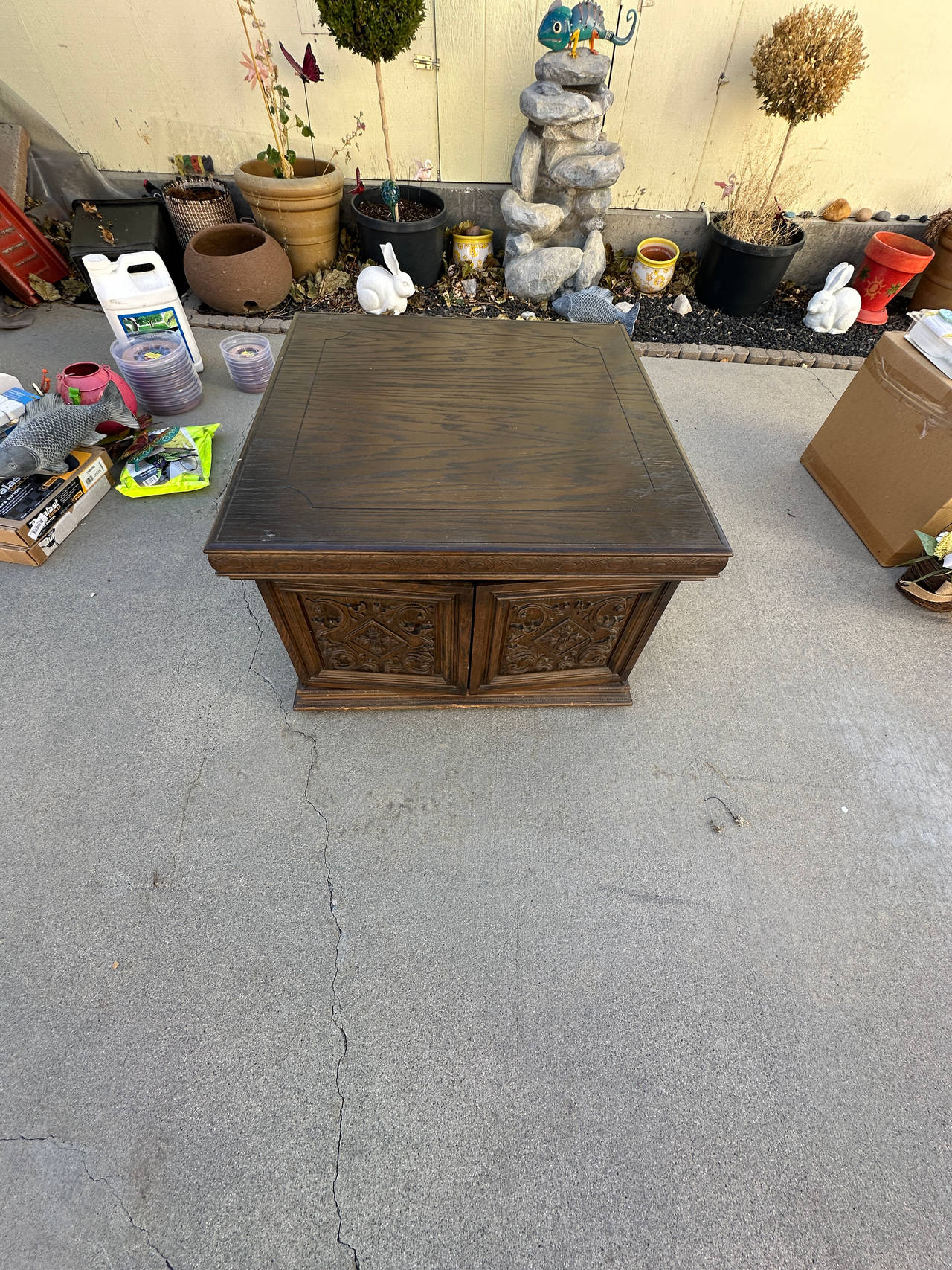 Vintage Carved Wood Coffee Table