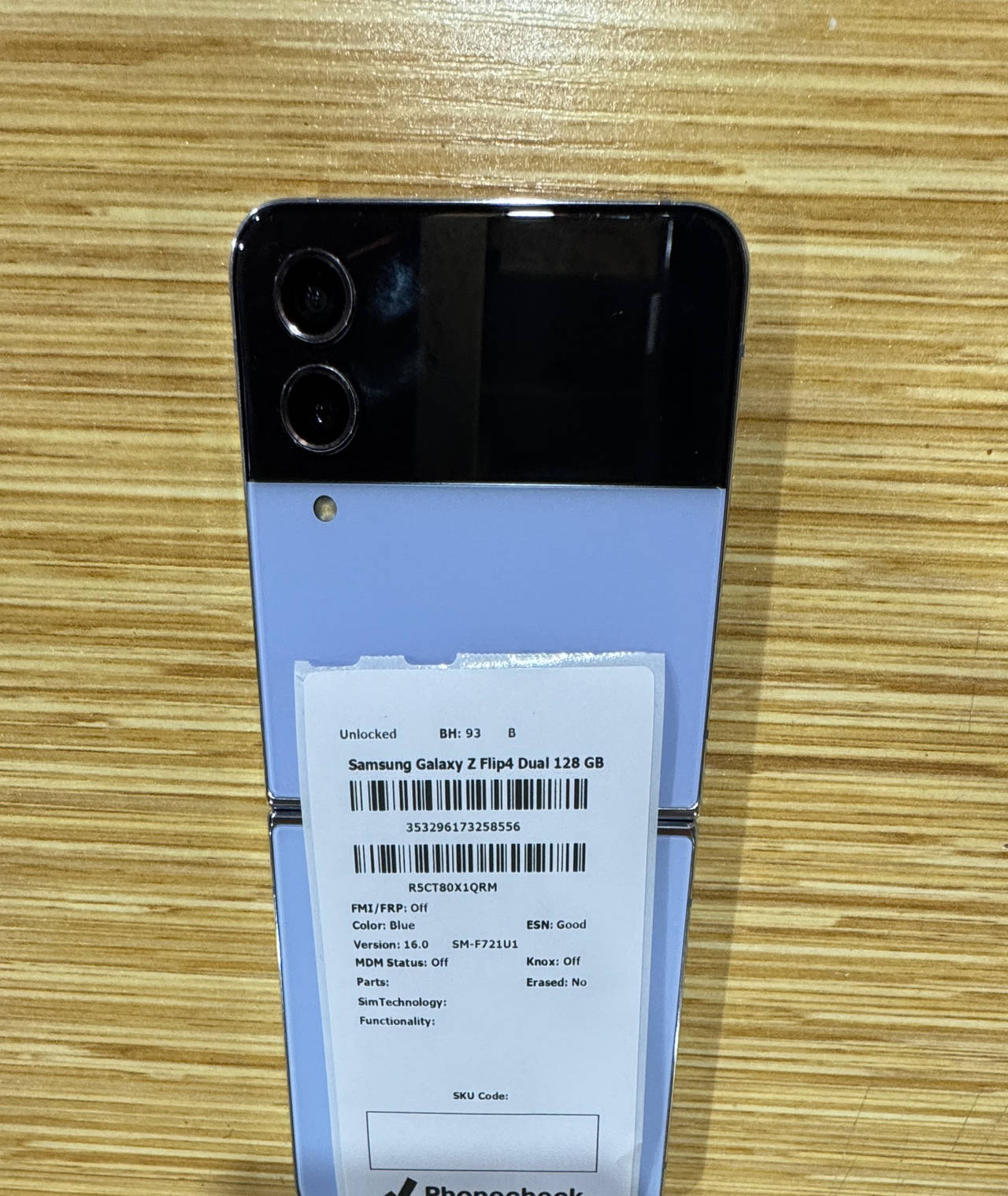 Samsung Galaxy Z Flip4 128GB Blue Unlocked 93% Battery