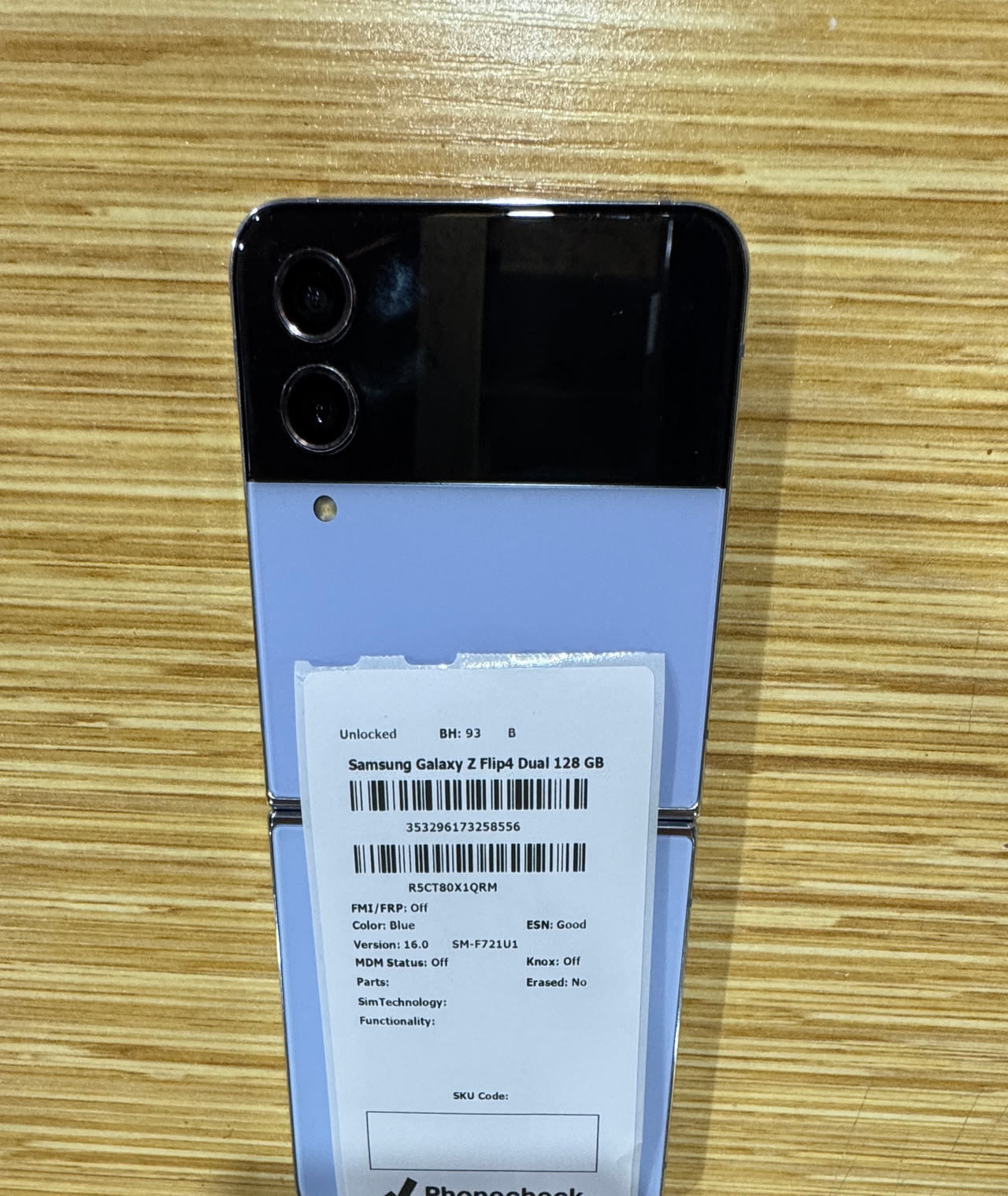 Samsung Galaxy Z Flip4 128GB Blue Unlocked 93% Battery