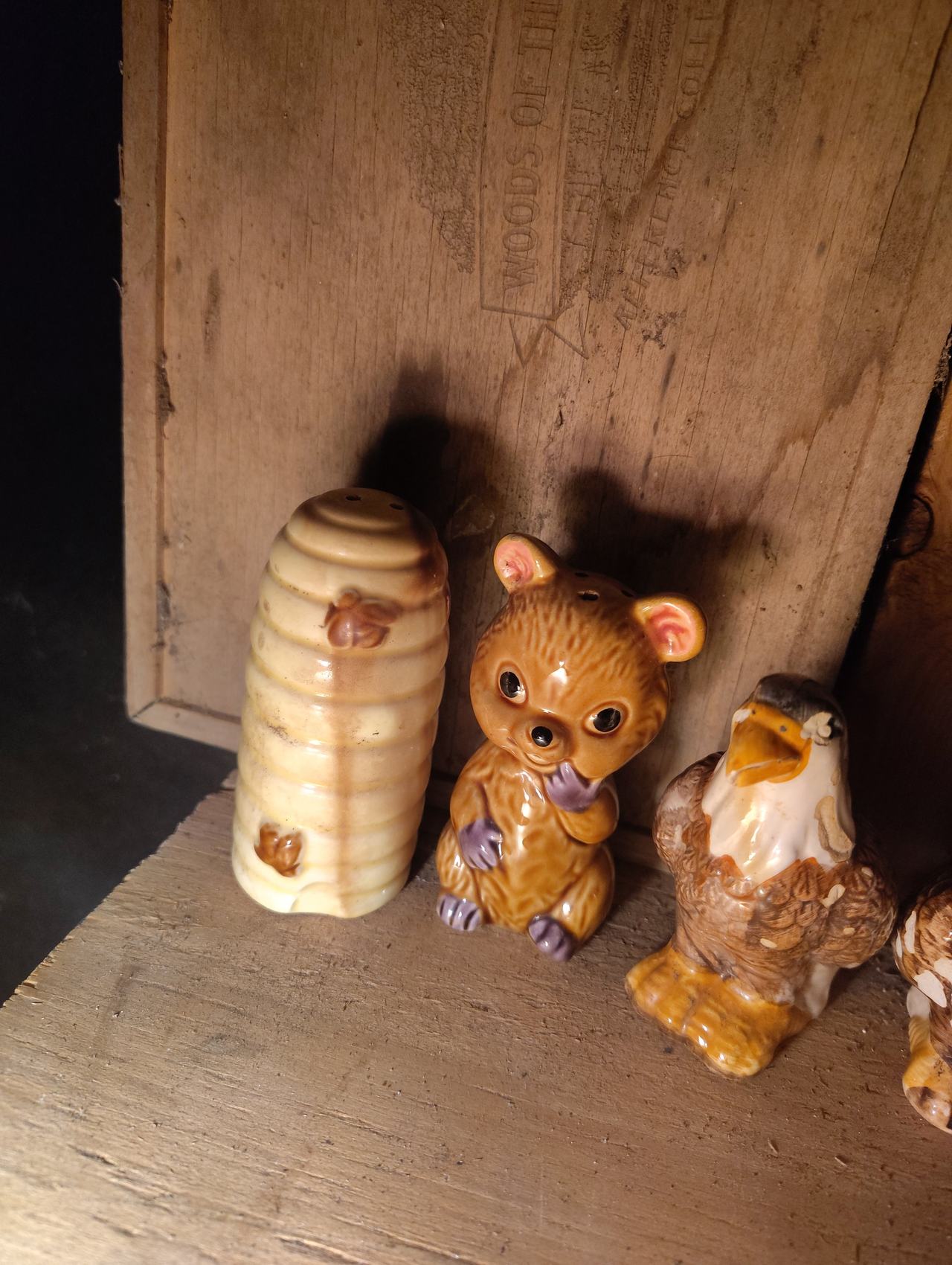 Vintage Bear and Beehive Salt and Pepper Shakers