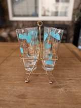 Libbey Mid-Century Modern Atomic Boomerang Highball Glasses and Caddy Set - Image 3