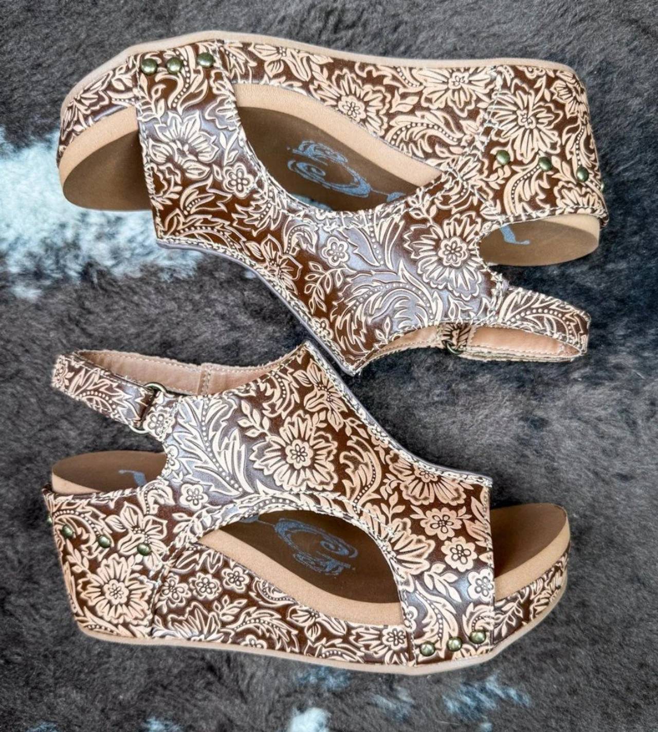 Corkys Carley Tooled Wedge Sandal