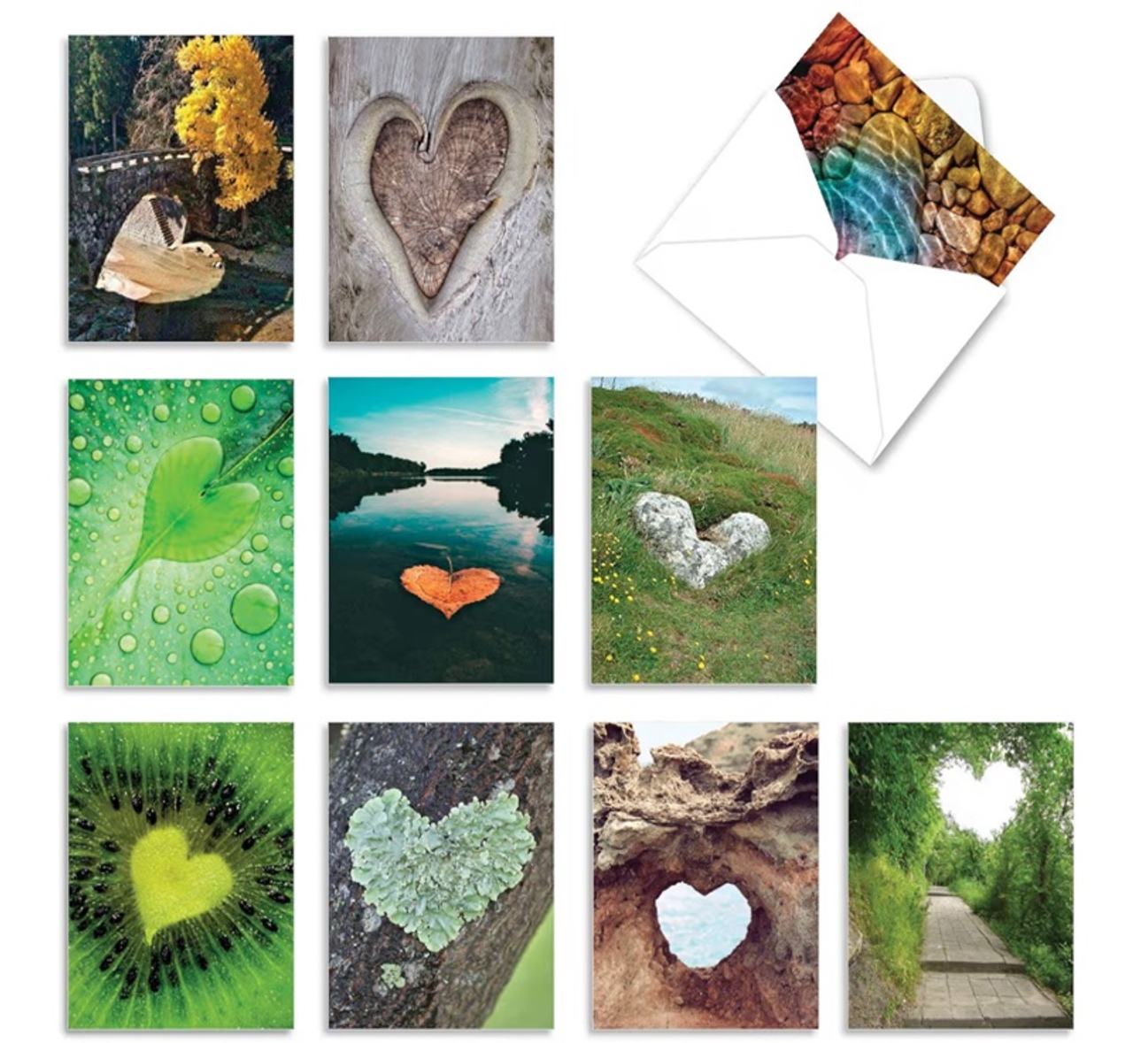 The Best Card Company - 10 Blank Heart Note Cards Boxed (4 x 5.12 Inch)