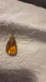 Vintage Amber Glass Teardrop Pendant - Image 4