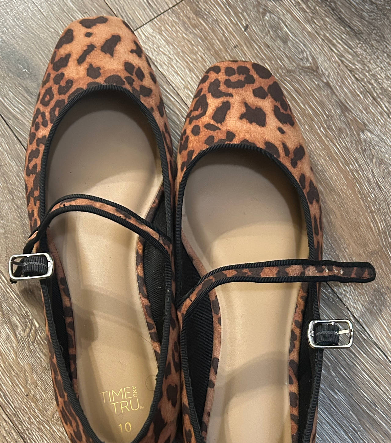 Time and Tru Leopard Print Mary Jane Flats