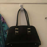 Black Leather Coach Satchel Bag with Silver Hardware - Image 1