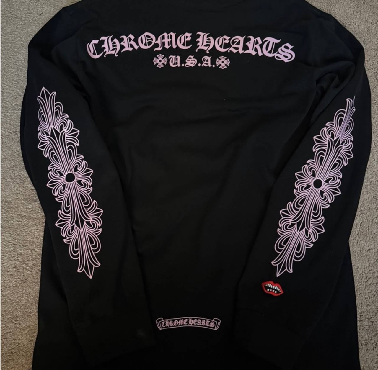 Chrome Hearts Matty Boy Pink Floral Long Sleeve T-Shirt Black