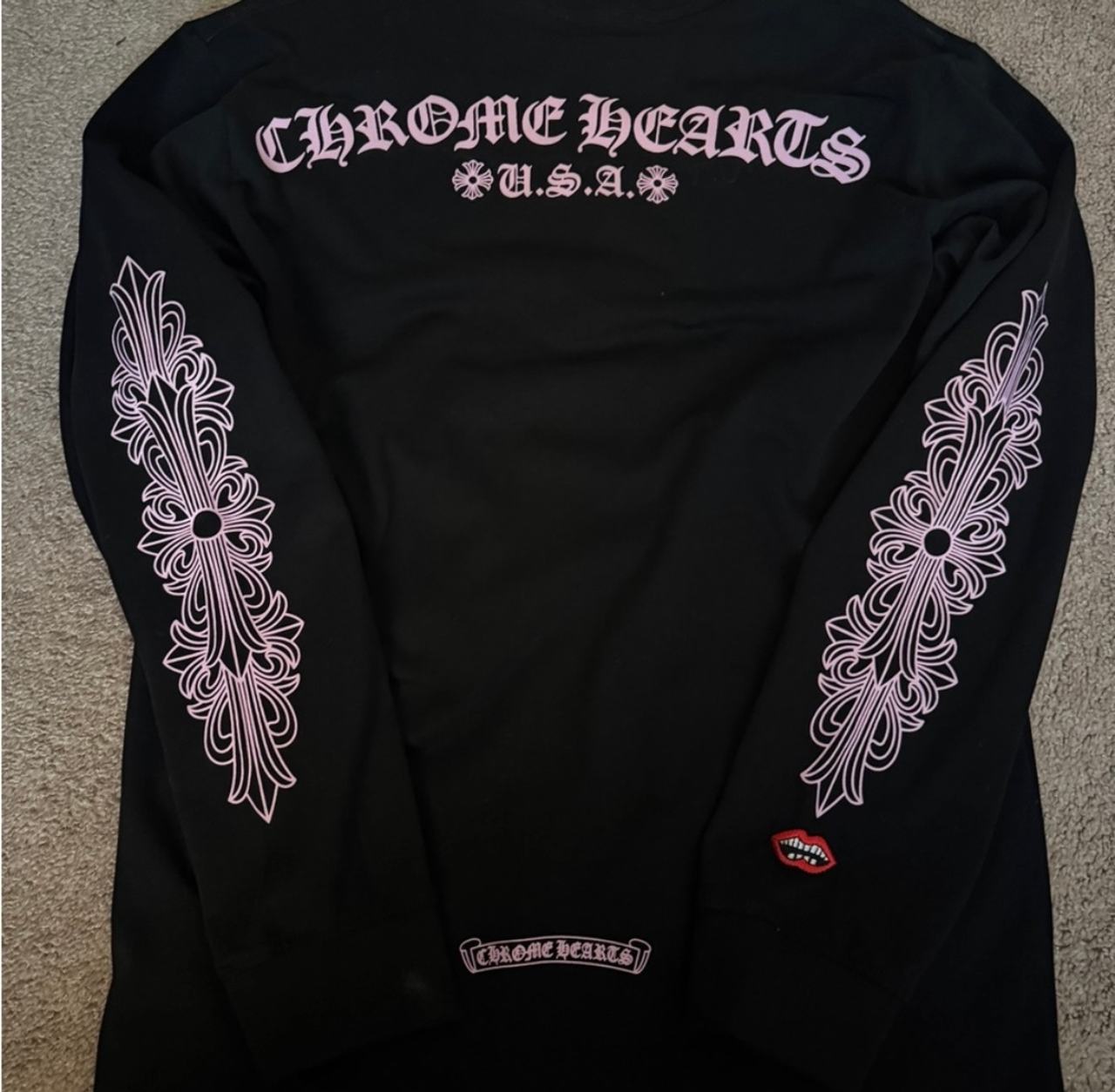 Chrome Hearts Matty Boy Pink Floral Long Sleeve T-Shirt Black