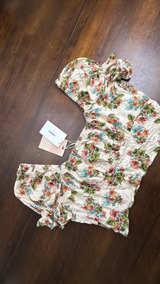 Maggie Sweet Floral Puff Sleeve Crop Top M - Image 4