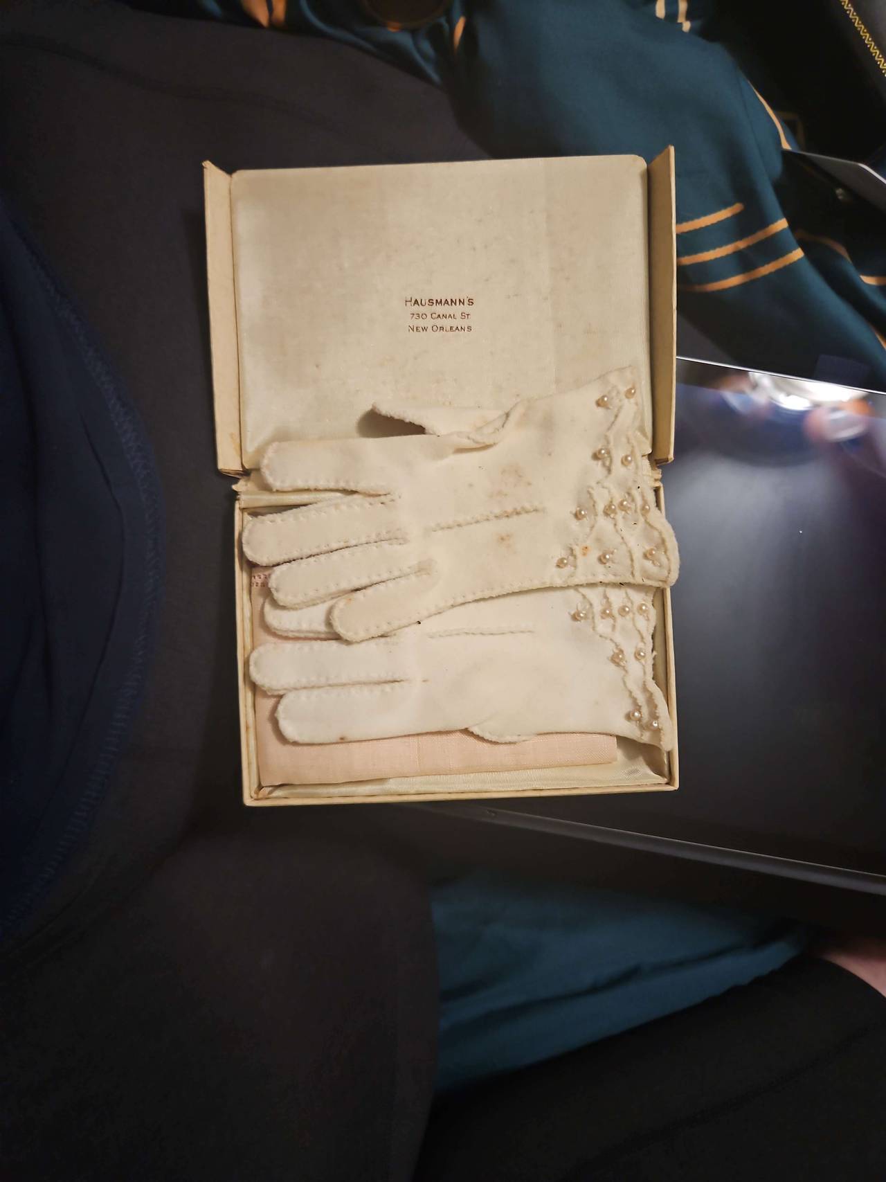 Hausmann's Vintage Pearl Embellished Kidskin Gloves