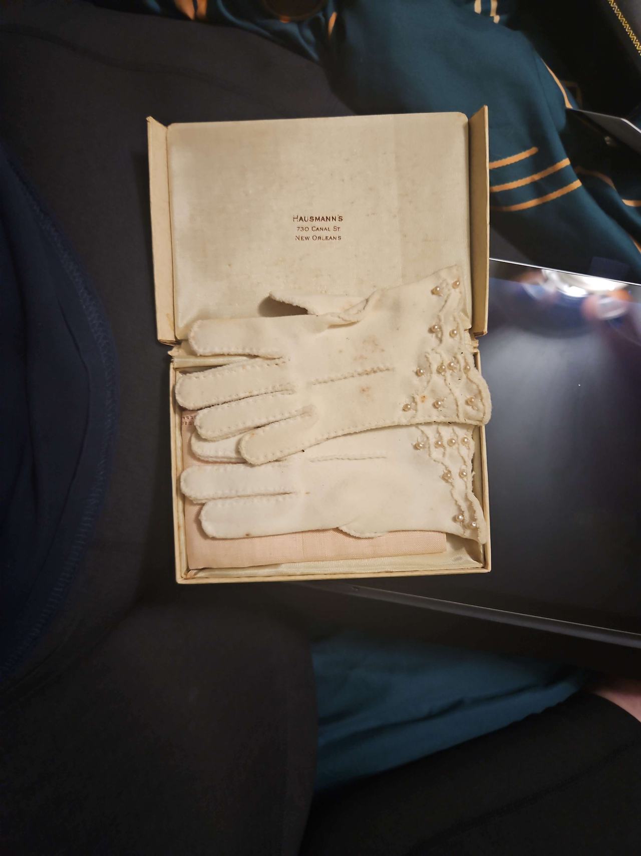 Hausmann's Vintage Pearl Embellished Kidskin Gloves