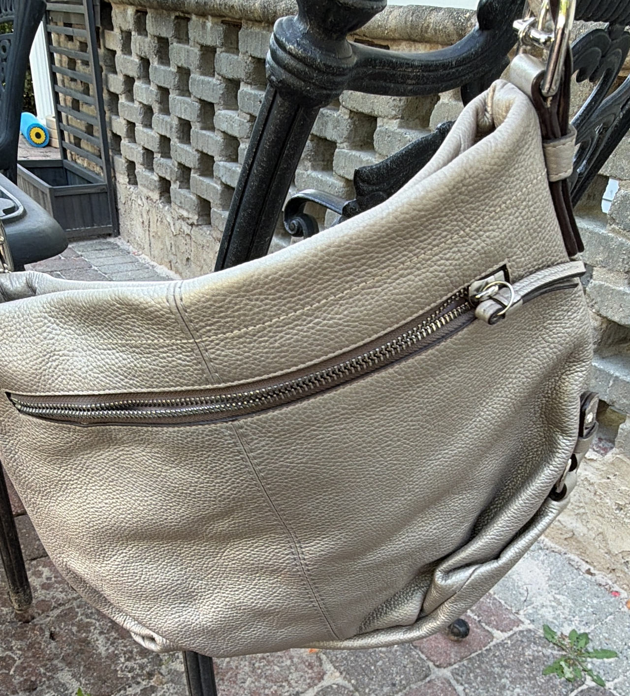 Coach Metallic Pebbled Leather Hobo Bag