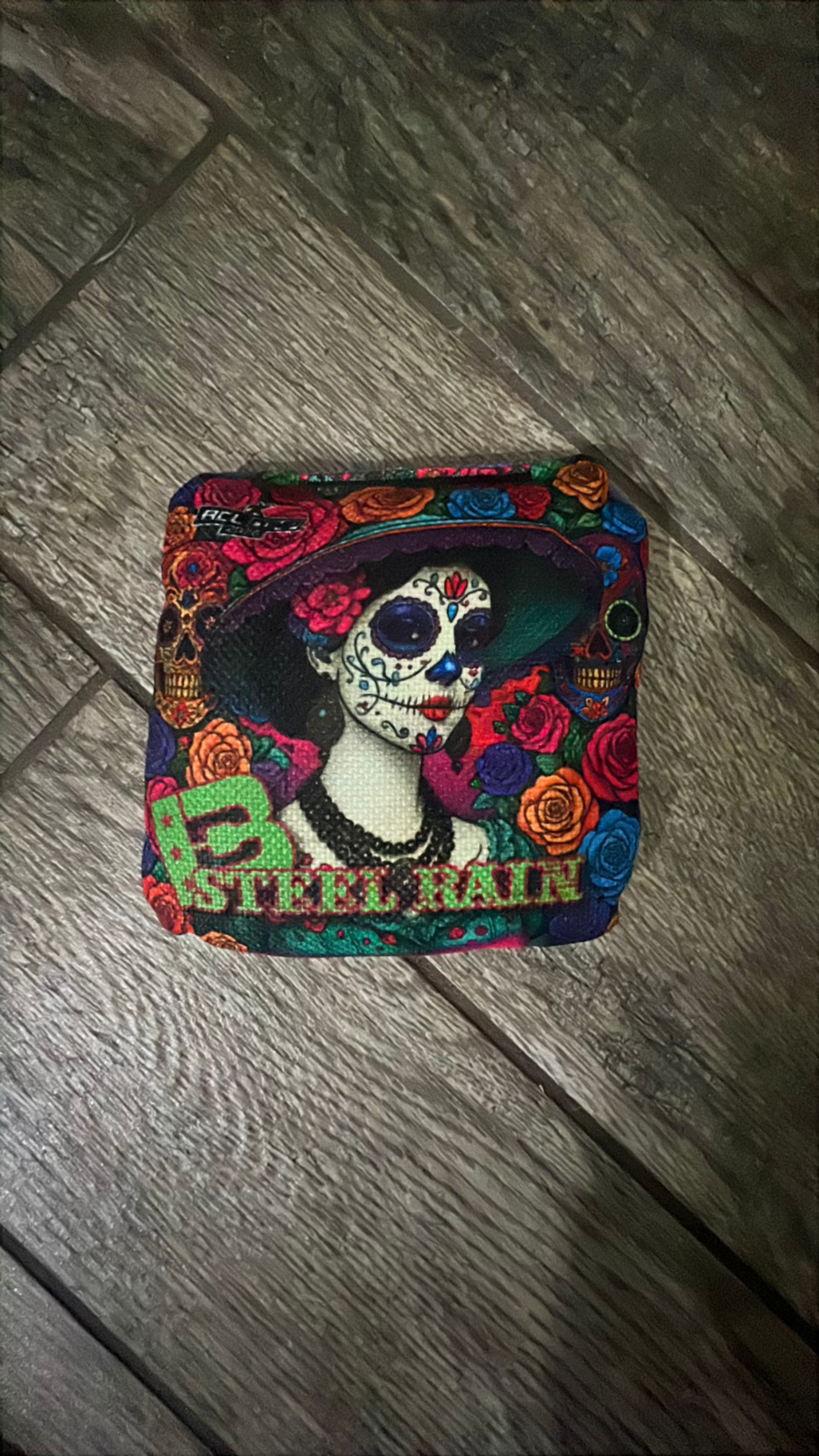 Brotherhood Cornhole Bags Steel Rain Dia de los Muertos Skull - Image 2
