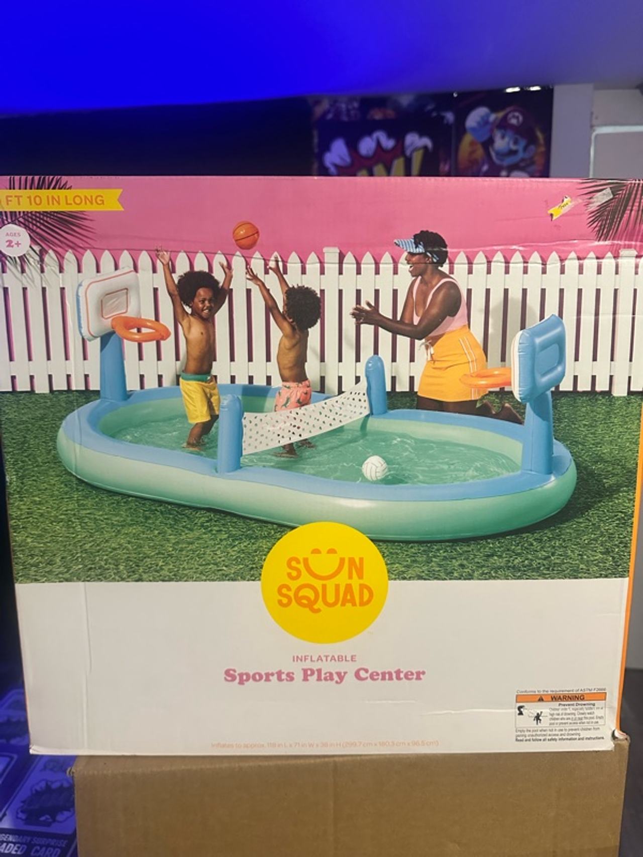 SUNSQUAD Inflatable Sports Play Center 9ftx10in Long Water Net and Two Hoops