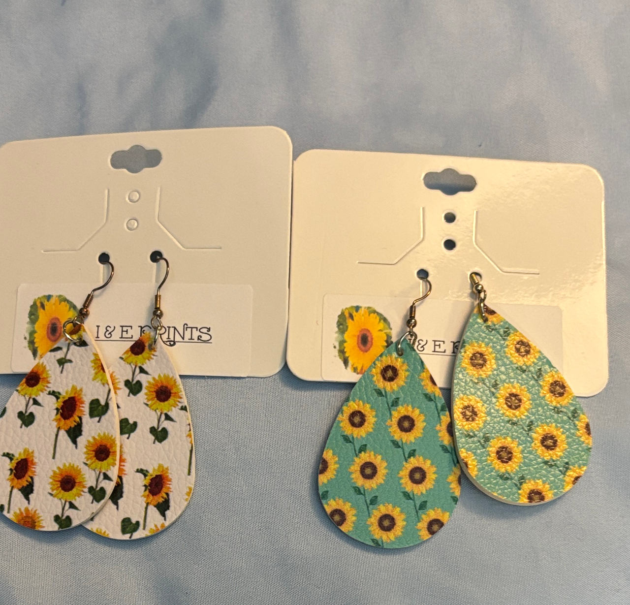 I & E Prints Sunflower Faux Leather Earrings