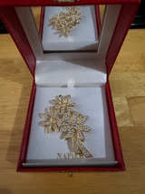 Napier Gold-Tone Rhinestone Triple Flower Brooch - Image 1
