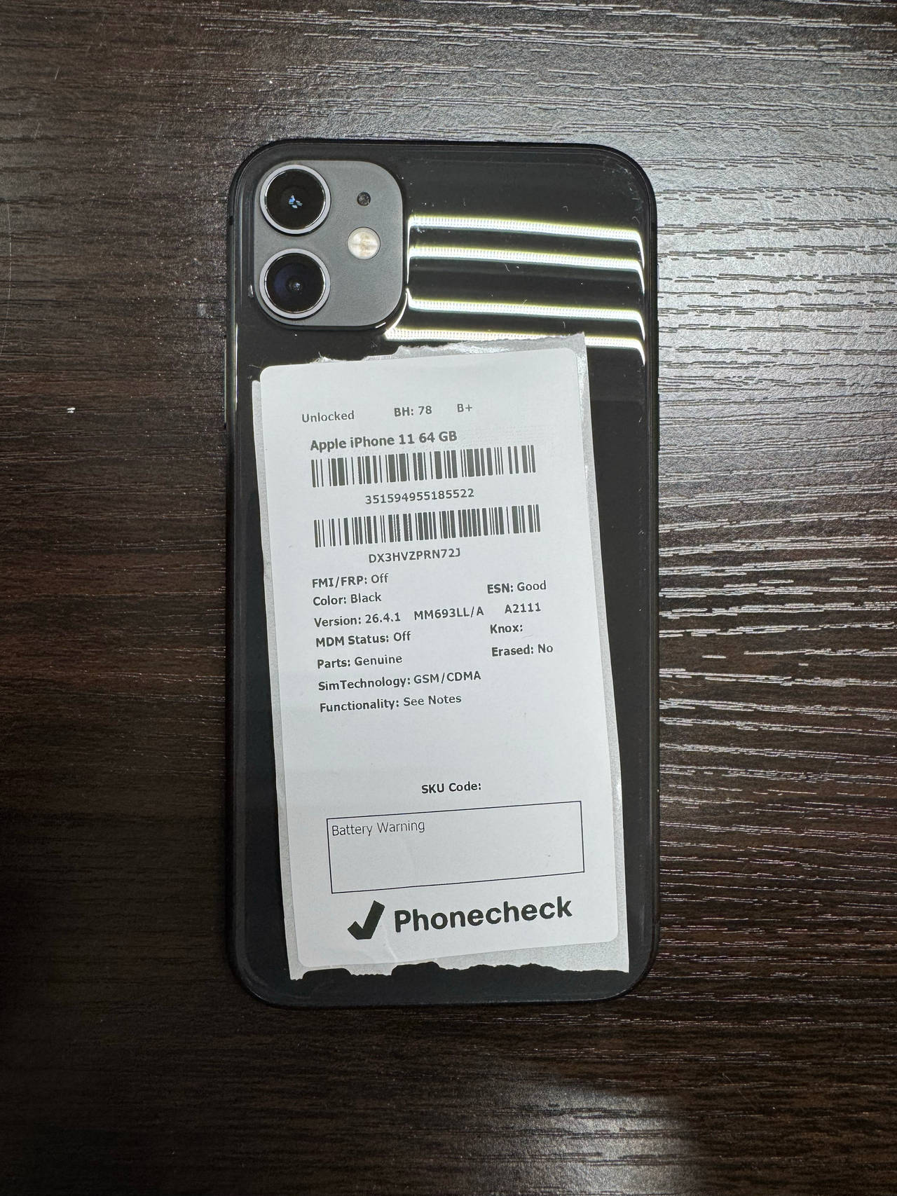 Apple iPhone 11 64GB Black Unlocked 78% Battery