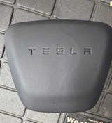 Tesla Model S Plaid Steering Wheel Airbag Cover with Wordmark Logo - Image 1