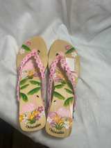 Woodies Flamingo Floral Wood Flip Flops - Image 5