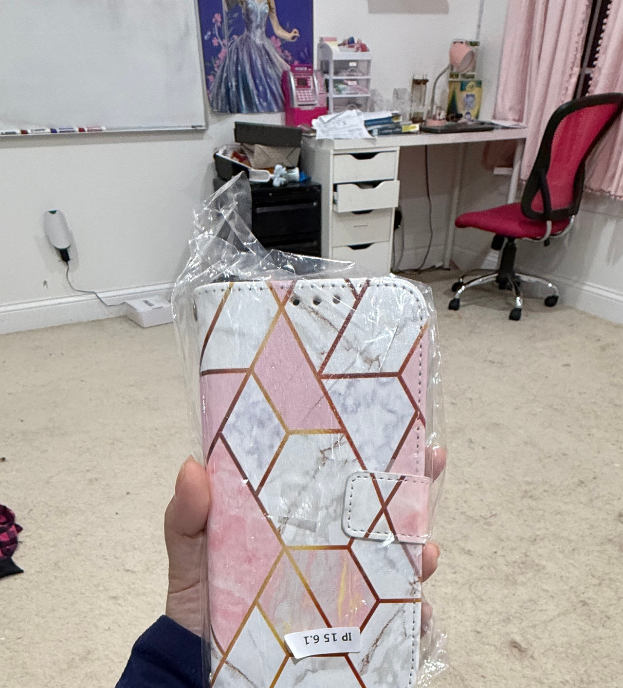 Marble Geometric Wallet Case for iPhone 15