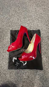 PeepToe Red Patent Leather Heels - Image 2