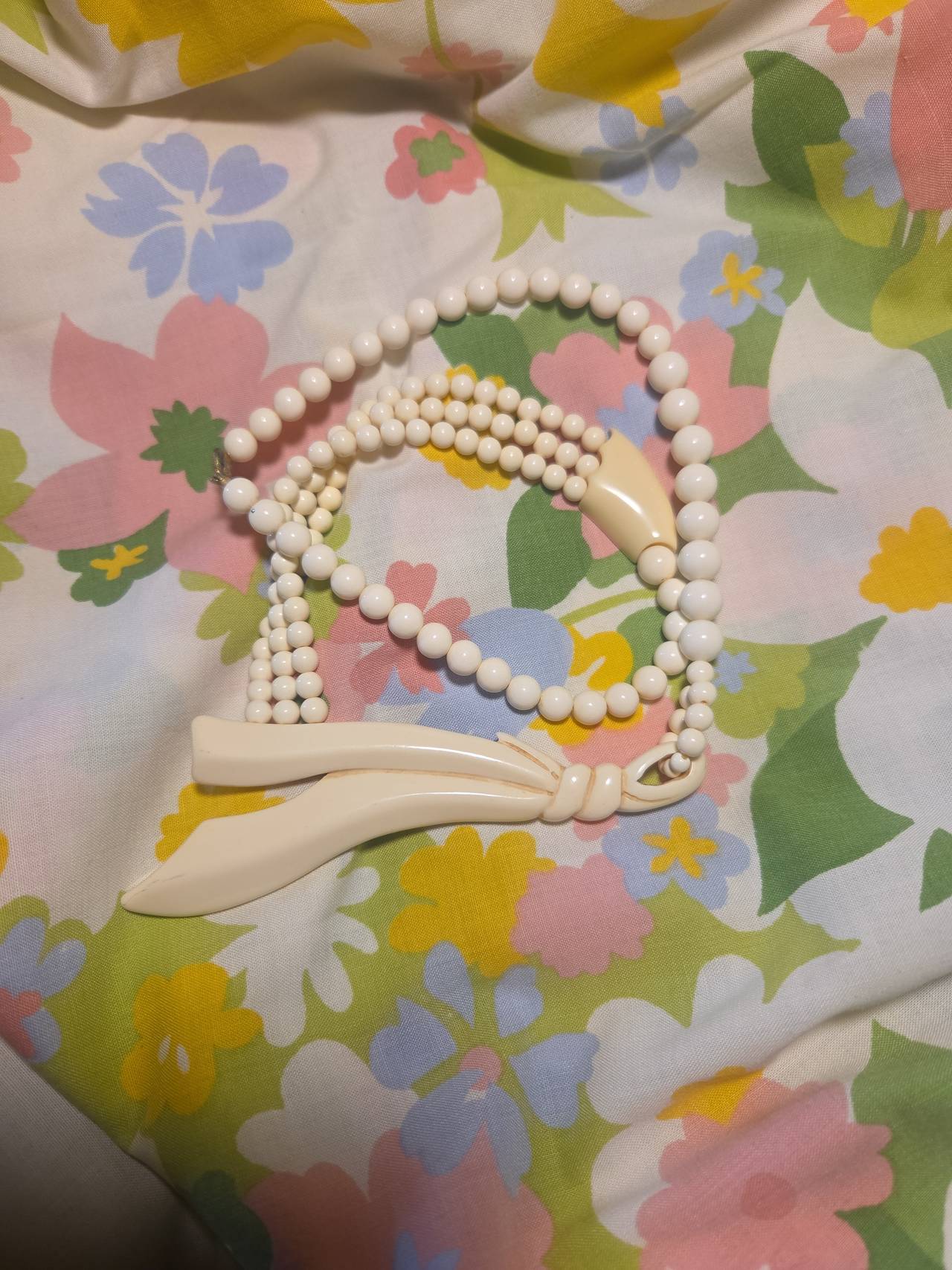 Trifari Vintage Beaded Ribbon Necklace